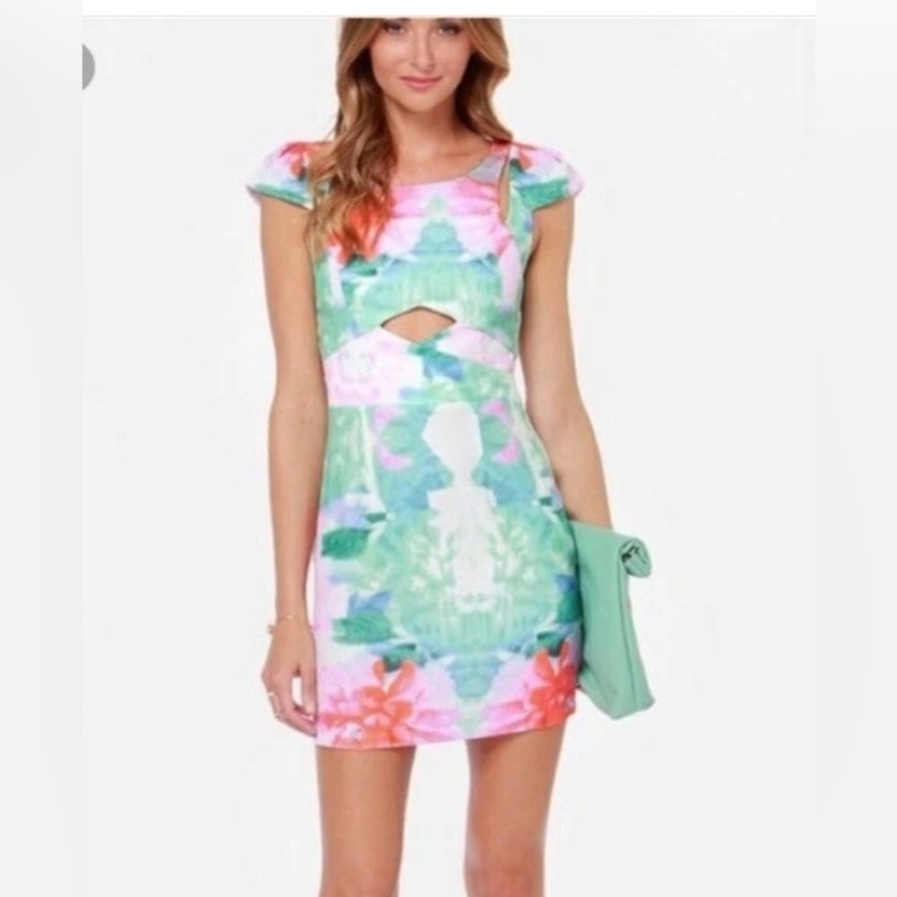 L'Atiste by Amy Watercolor Cutout Mini‎ Dress